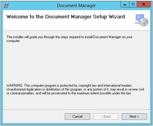 Continue with the installation of Document Manager by running
