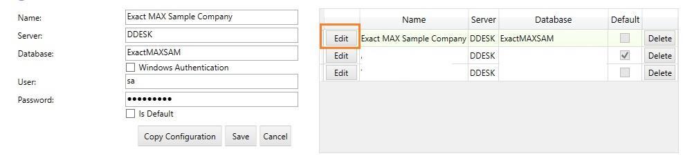 Existing configuration could be copied over to a different database.