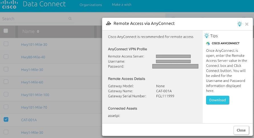 management of installations via Cisco Kinetic Secure