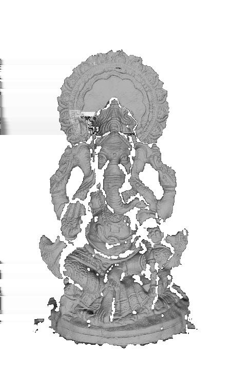 (a) 3D Reconstruction (b) Detail of 3D Reconstruction Figure 4. (a) shows our reconstruction of a clay figurine of the Hindu god Ganesh. (b) shows some of the details of this reconstruction.