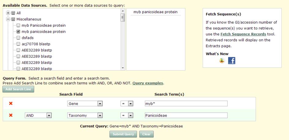 From the Search Field drop-down menu, select Taxonomy. 6. In the Search Term box, type in Panicoideae. 7.