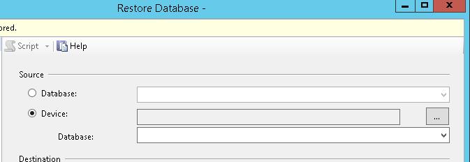 folder. Click on "Restore Database " function.
