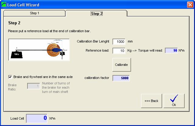 2 Load Cell Scale With the load cell mounted on the brake, and the calibration bar attached to the brake, and the calibration weight set at the end of calibration bar, enter the values on the white