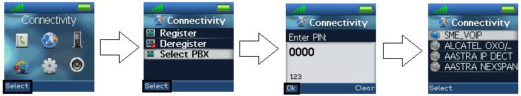 6.4.3 Select PBX In the Select PBX menu it is possible to select another PBX for the handset to use.