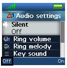 6.1 Silent Mode The Silent profile can either be enabled with the right softkey On or disabled with the left softkey Off.