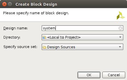 3.4 Create Processor System 3.4.1 New Block Diagram Flow -> Create Block Diagram.