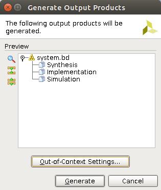 3.5 Generate Output Products Click on the Sources tab in the Sources window and select system block diagram.