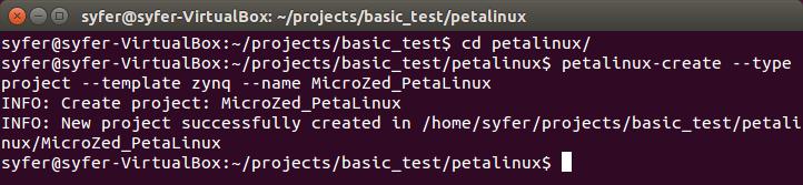 5.2 Petalinux project The Vivado project was created in the basic_test directory. In the basic_test directory create a sub-directory called petalinux.