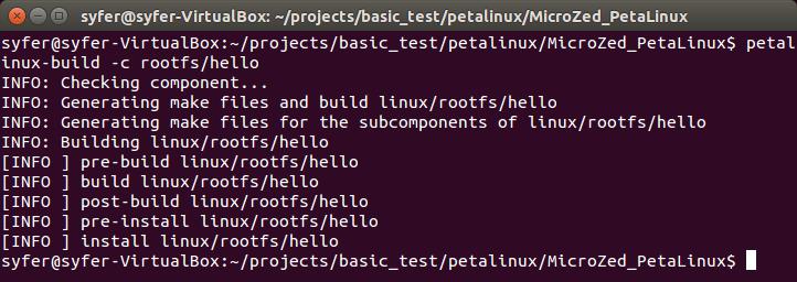 5.9 Build Application petalinux-build will build the system image including the application hello.