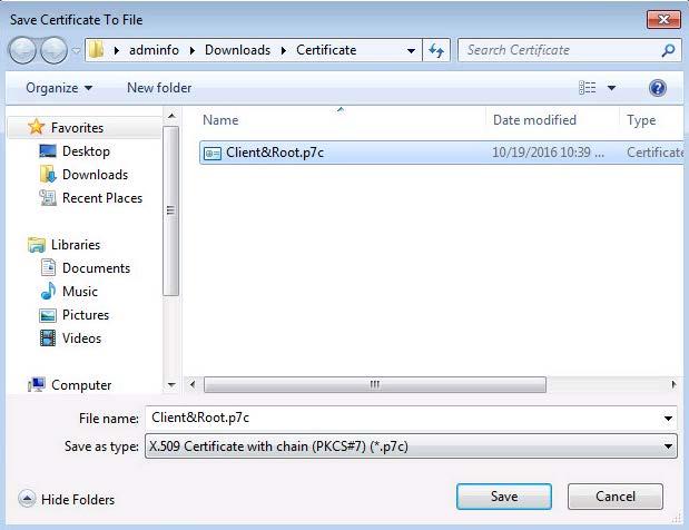 Page : 192/238 Click on Save. Pass to the step 11.2.2.3 to import the trust chain on Lotus Notes 9.