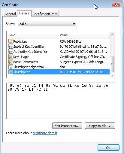 Page : 37/238 To ensure the authenticity of this certificate, carefully check that the thumbprint "SHA1" related to the certificate "RTE Root Certification Authority" is identical to the one