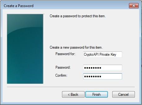 Page : 47/238 Enter a name for the private key to protect and a password then