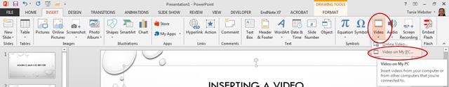 Microsoft PowerPoint 2013 Inserting a Video LIBRARY AND LEARNING