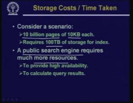 (Refer Slide Time: 36:55) Mostly full of advertisements and other things. Storage costs a time taken are some other issues. Let us take a simple example.