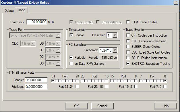 12) Serial Wire Viewer (SWV) with ULINKpro and the Trace Port: Currently it is possible to view Instruction trace or SWV trace but not both at the same time in the Trace Data window.