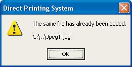 " An error message appears if you try to start the Direct Printing System when the Direct Printing