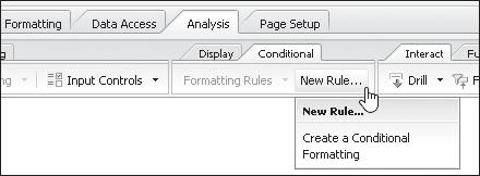 3 Creating a Report in Web Intelligence 3.5 Conditional Formatting 3 Figure 3.29 New Conditional Rule Button on the Ribbon Toolbar Clicking the New Rule.