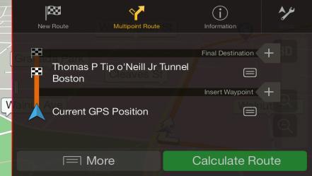 .. screen appears, where you can select the destination of the route the same way as described in the previous sections. 6. If needed, you can add further intermediate destinations. 7.