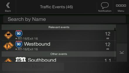 2. If there is at least one significant event on the planned route, a description is displayed about