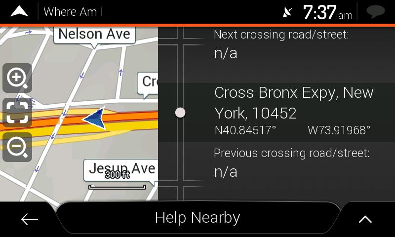 By tapping the current street name if it is displayed below the current position marker on the map.