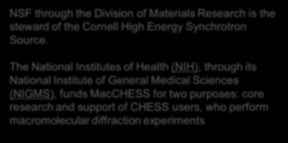 The National Institutes of Health (NIH), through its National Institute of General Medical Sciences (NIGMS), funds MacCHESS