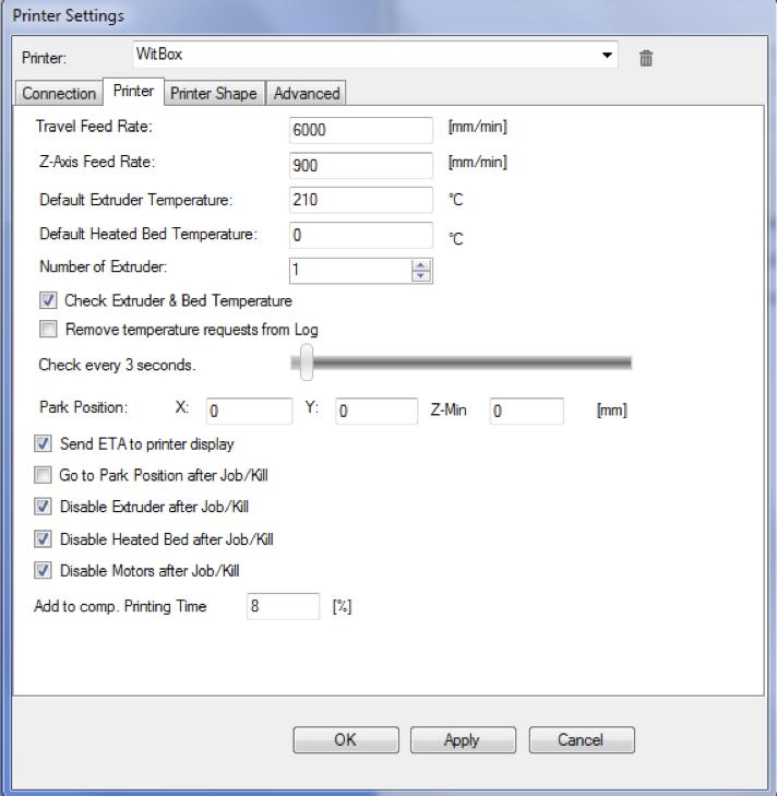 English Repetier-Host Manual The printer Define the