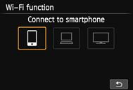 Set the Mode Dial to the Creative Zone before using these functions. 140 1 2 3 Select [ ]. Press the <Q> button to display Quick Control. Select [ ] (Wi-Fi function) and press <0>.