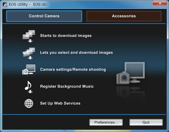 Using EOS Utility For EOS Utility instructions, refer to the EOS Utility instruction manual (CD-ROM). In addition to remote shooting, various camera operations are available.