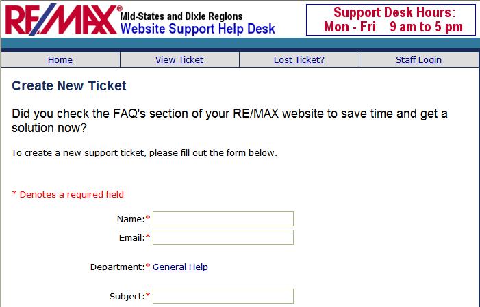 RE/MX Trainer: Create Service Ticket 2 Creating a service ticket.. Your Info: Provide your first and last name and your email address.