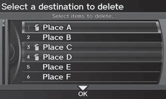 Personal Information Previous Destinations Previous Destinations H INFO/PHONE button Setup Personal Information Previous Destinations The navigation system maintains a list of your previously routed