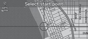 2 Map Input P. 88 Cursor 6. Scroll the map to position the cursor over your desired start point, adjusting the map scale as necessary. Press u to mark the start point.