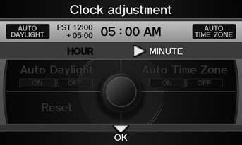 Clock Adjustment Adjust Time Adjust Time H INFO/PHONE button Setup Other Clock Adjustment Adjust Time