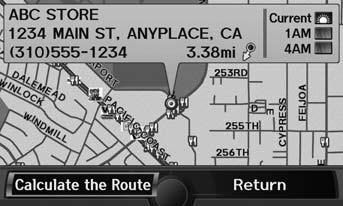 Calculating the Route Viewing the Routes Viewing the Routes Navigation View three different routes to your destination. Rotate i to select a route. Press u.