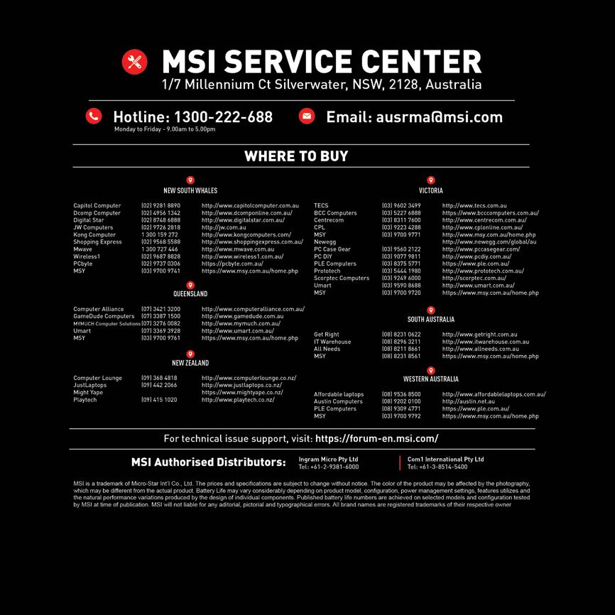 MSI is a trademark of Micro-Star Int I Co., Ltd. The prices and specifications are subject to change without notice.