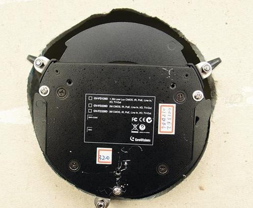 6 Fixed IP Dome 9. On the back side, make sure the black plastic clips are slightly above the ceiling board and pointing outward. Back Side Front Side 10.