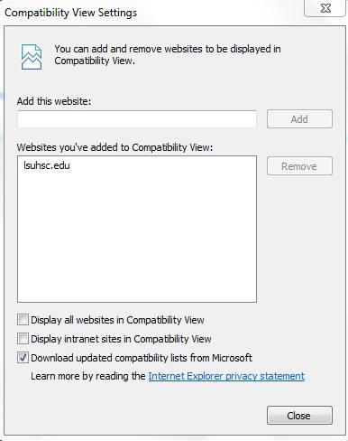 Internet Explorer 10 (IE 10) users - Turn On Compatibility View: If the computer is using Internet Explorer 10, you must turn on Compatibility View.