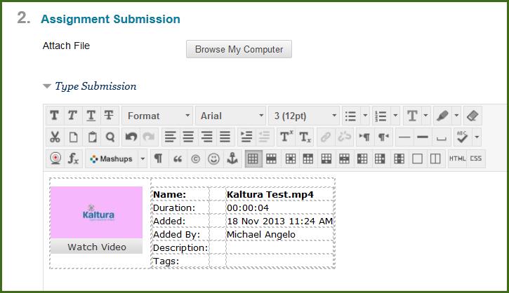 A thumbnail will appear in the assignment, and they will be able to add other text or information for the instructor, if