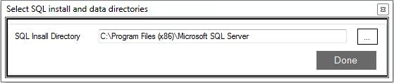 5. The Select SQL install and data directories screen will appear where you can choose the directory to which the SQL Server