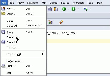 statement to a script file by using the File > Save As menu item.