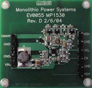 General Description The Evaluation Board is designed to demonstrate the capabilities of MPS MP50 triple output step-up converter which is capable of powering a TFT panel from a regulated.v or 5V.