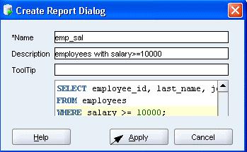Creating a User-Defined Report Create and save user-defined reports for repeated use. Creating a User-Defined Report User-defined reports are any reports that are created by SQL Developer users.