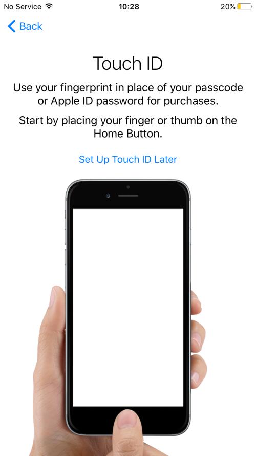 STEP BY STEP ACTIVATION STEP 4 LOCATION SERVICES STEP 5 TOUCH ID STEP 6 CREATE A PASSCODE Enable or disable Location Services.