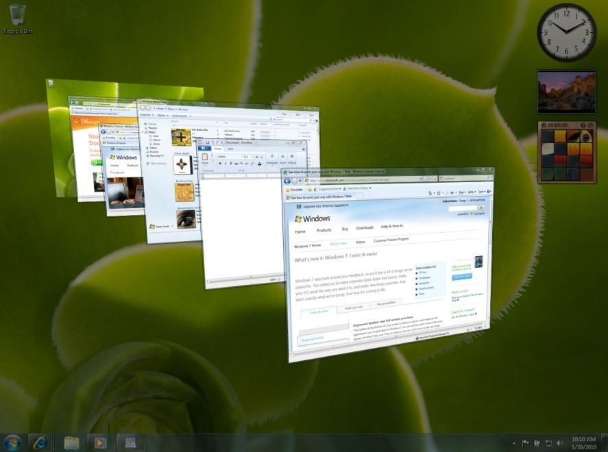 Windows 7. This includes the 3D aspects of Aero Glass and other DirectX/Direct3D applications.