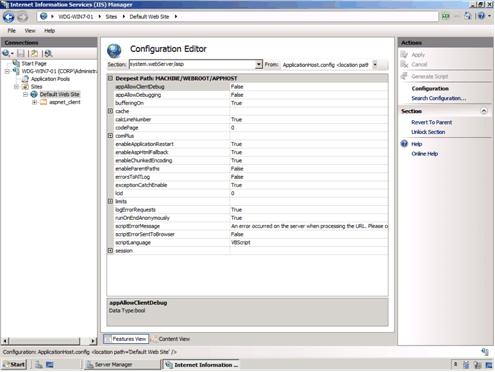 Enhancements to IIS Manager New features have been added to IIS Manager for the 7.5 release that make it possible to manage obscure settings such as those used for FastCGI and ASP.