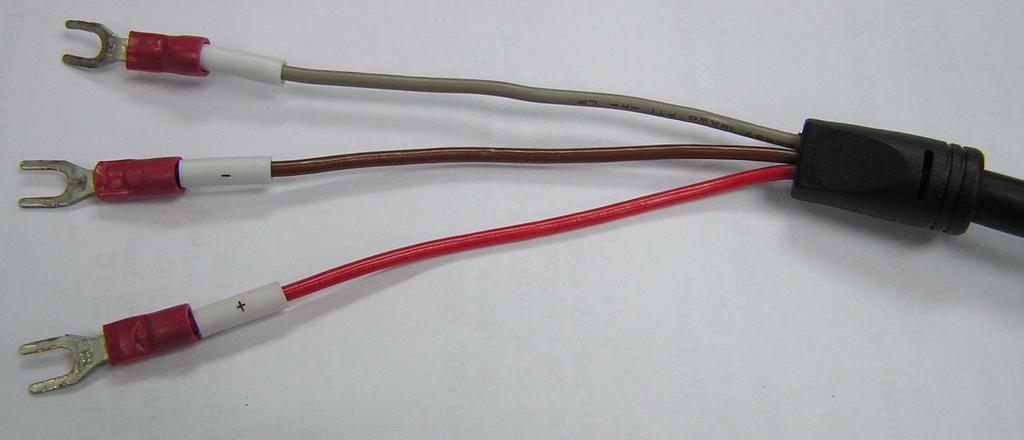 The DC-DC cable that connects the PSU to the S50N has, at the S50N end, three individual wires with fork connectors that connect to the DC terminal block in the rear of the S50N (Figure 9).