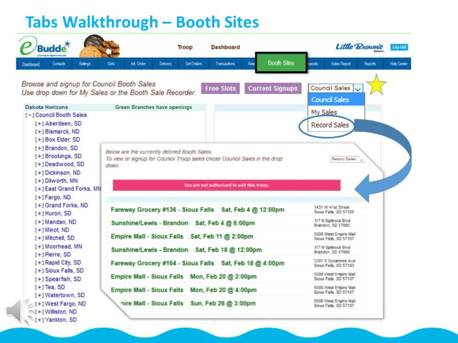 Current Signups - To check on your troop s booth sale locations at any time, click on the Current Signups button. A separate window will pop up to show you your locations.