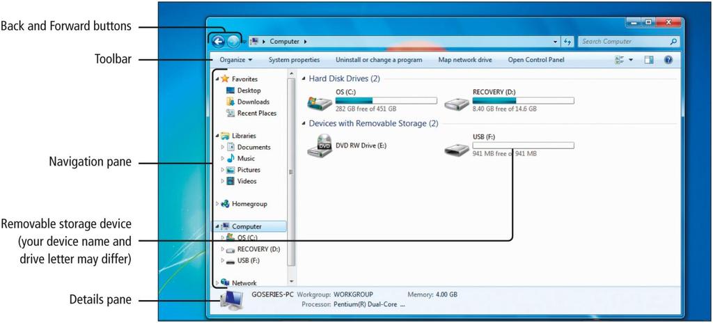 Create a New Folder and Save a File on a Removable Storage Device Display of