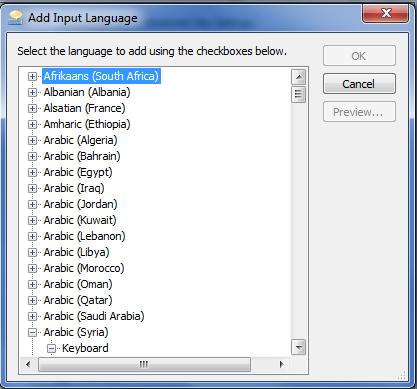 Adding a New Input Language Choose