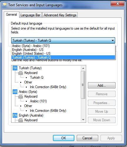 Changing the Default Input Language Choose the