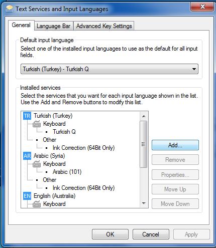 Adding a New Input Language Click the Add.